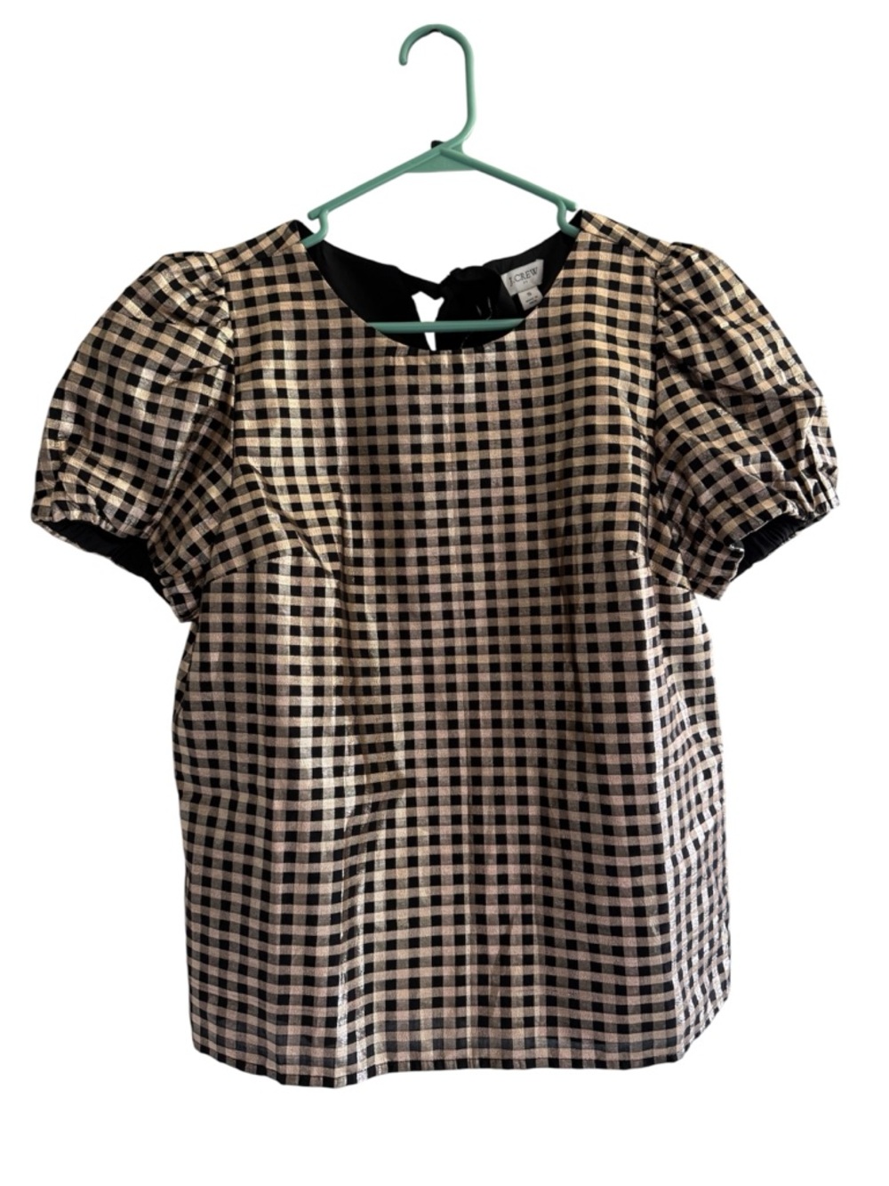 J. Crew Black & Gold Gingham Blouse NWT's